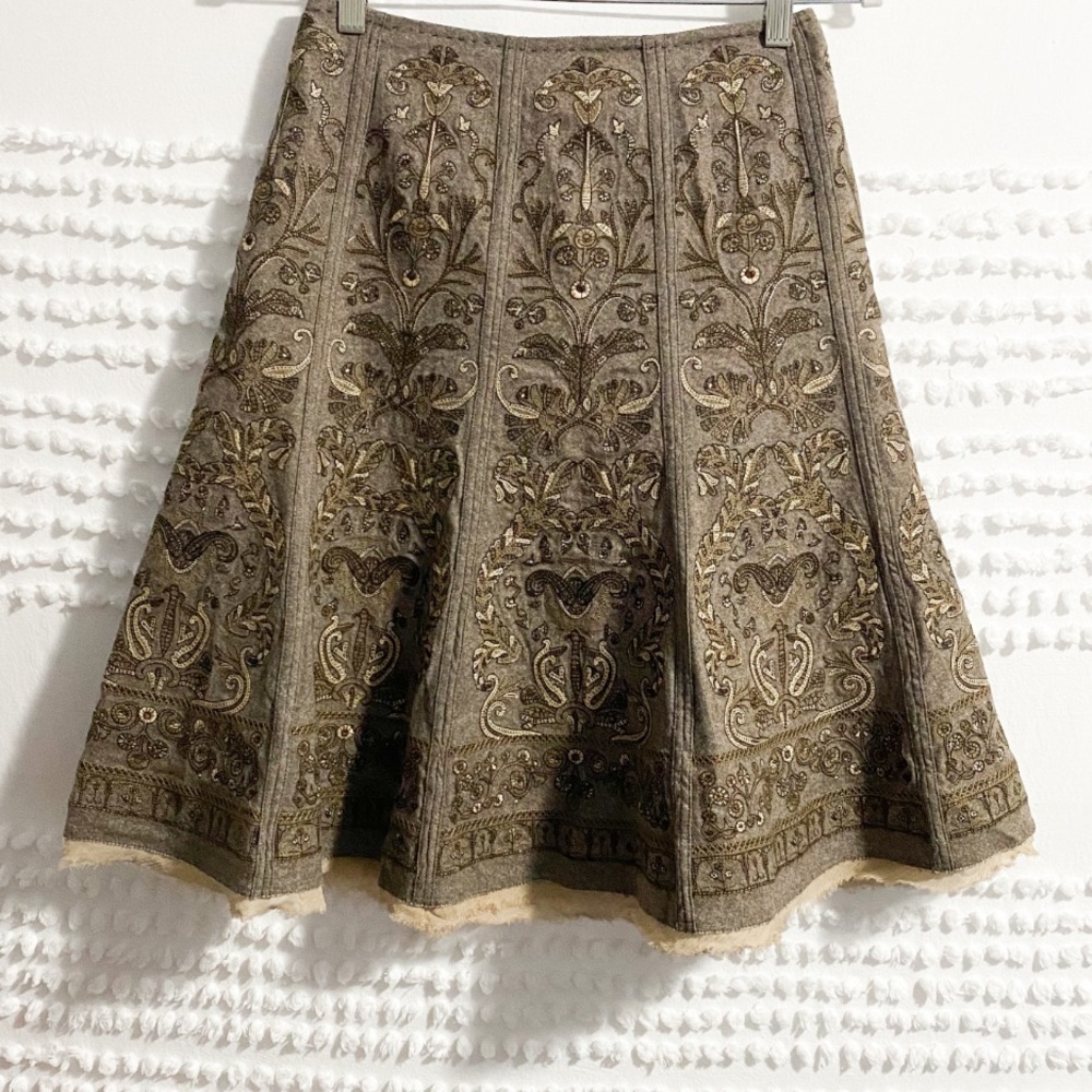 Elie Tahari embroidered wool blend skirt 0 xs s - Picture 3 of 15